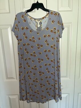 Matilda Jane Lavender Scoop Dress with Yellow and Brown Floral Print size large